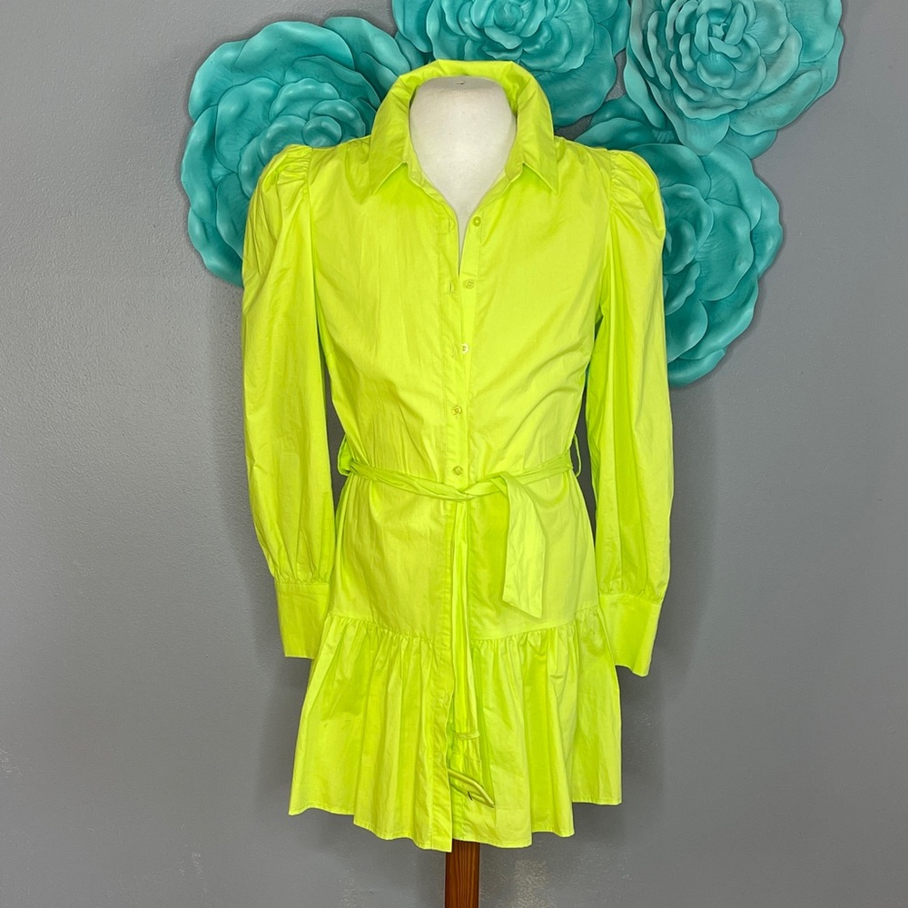 Walter Baker Neon Yellow Button-Up Dress